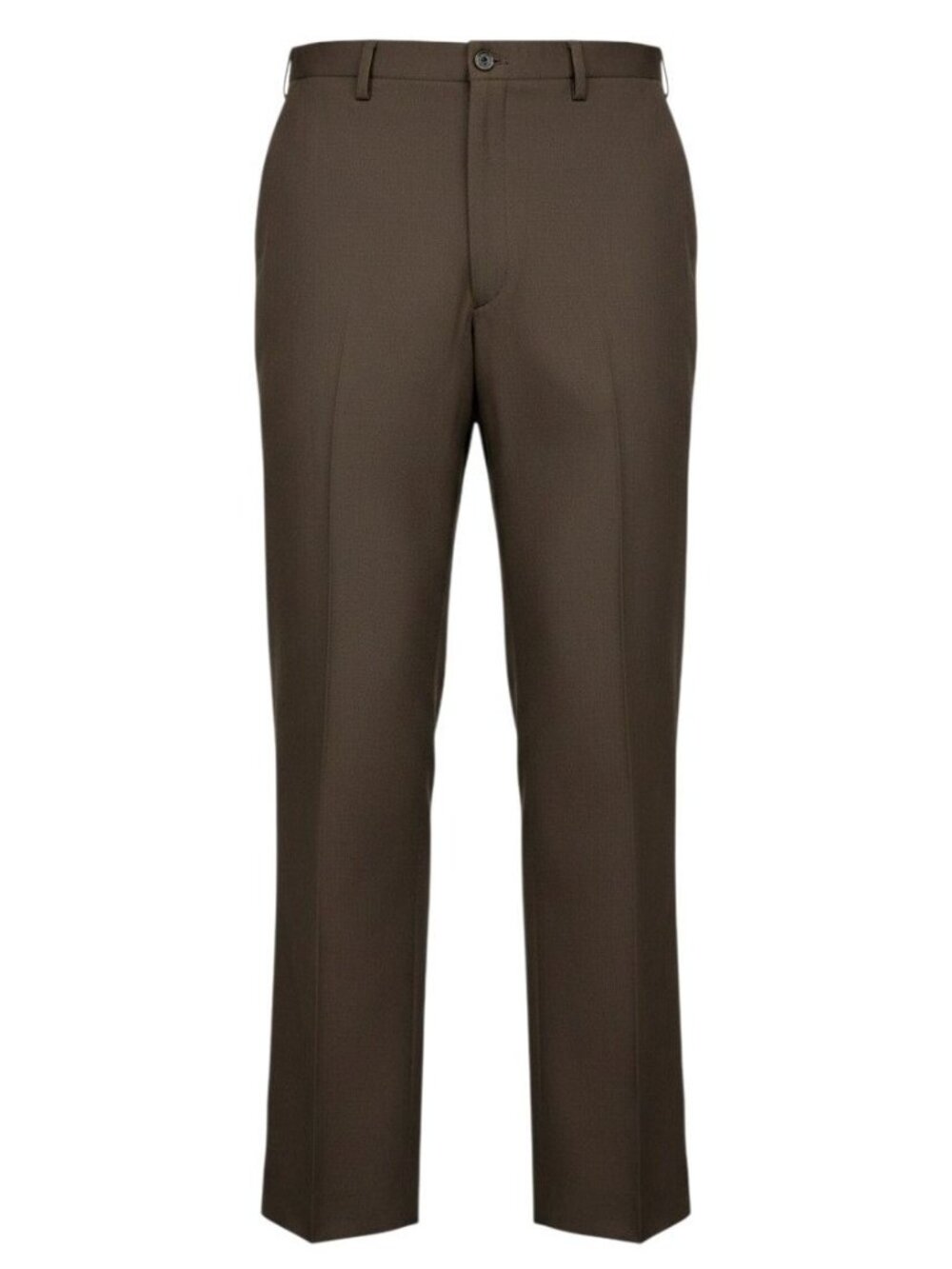 Sansabelt Men Brown Flat Front Dress Pants Elastic Waistband 36